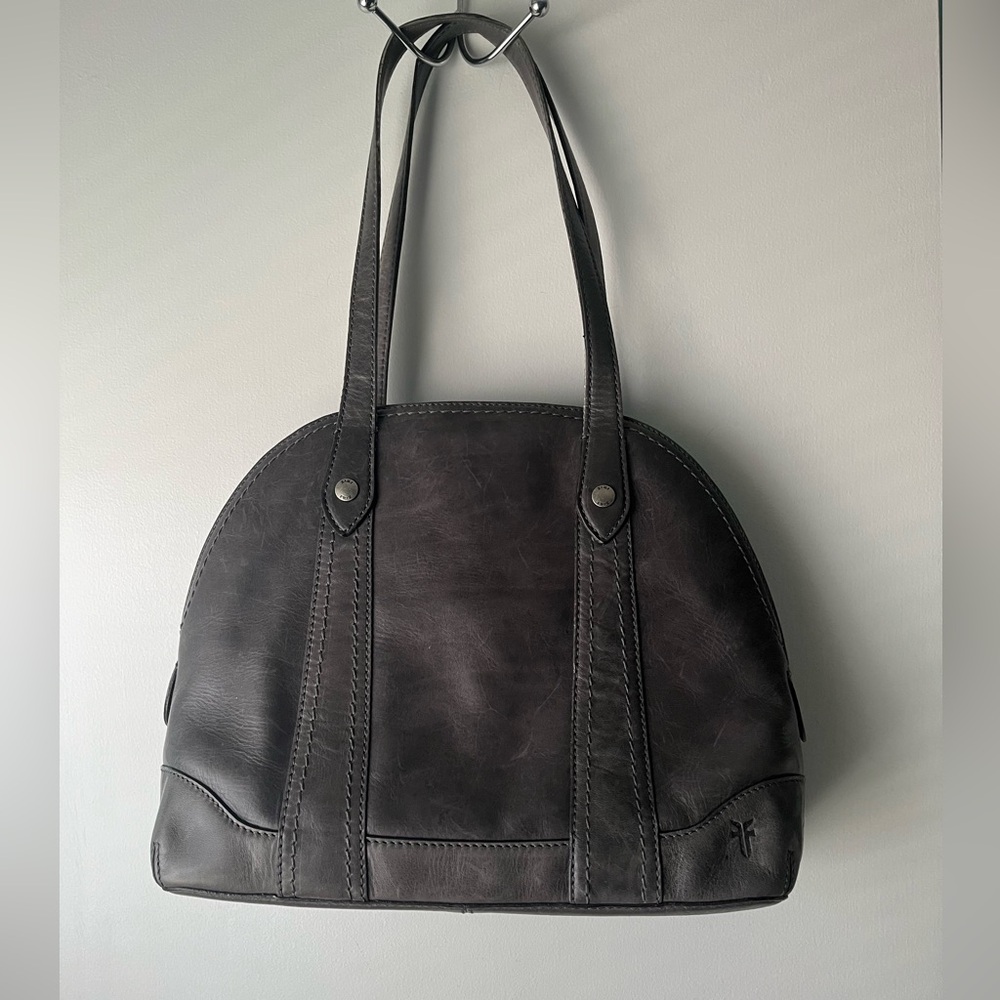 Frye Melissa Leather Domed Zip Satchel in Grey